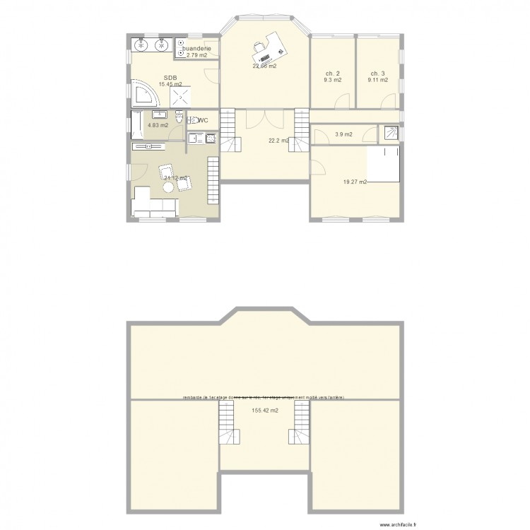 maison style géorgienne. Plan de 0 pièce et 0 m2
