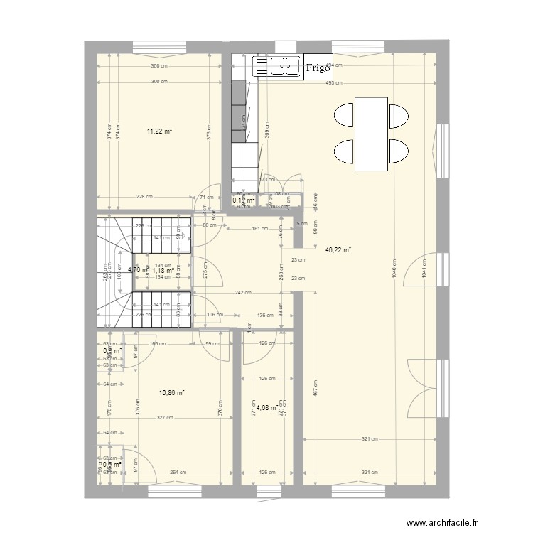 floorplan downstairs after. Plan de 9 pièces et 80 m2