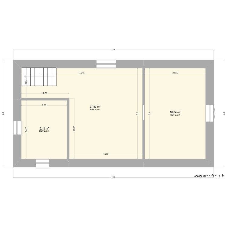 Modification Clôture. Plan de 3 pièces et 56 m2