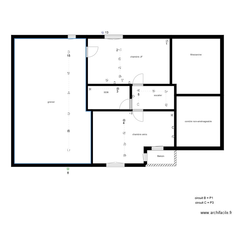 1er étage électricité eclairage interrupteur. Plan de 0 pièce et 0 m2