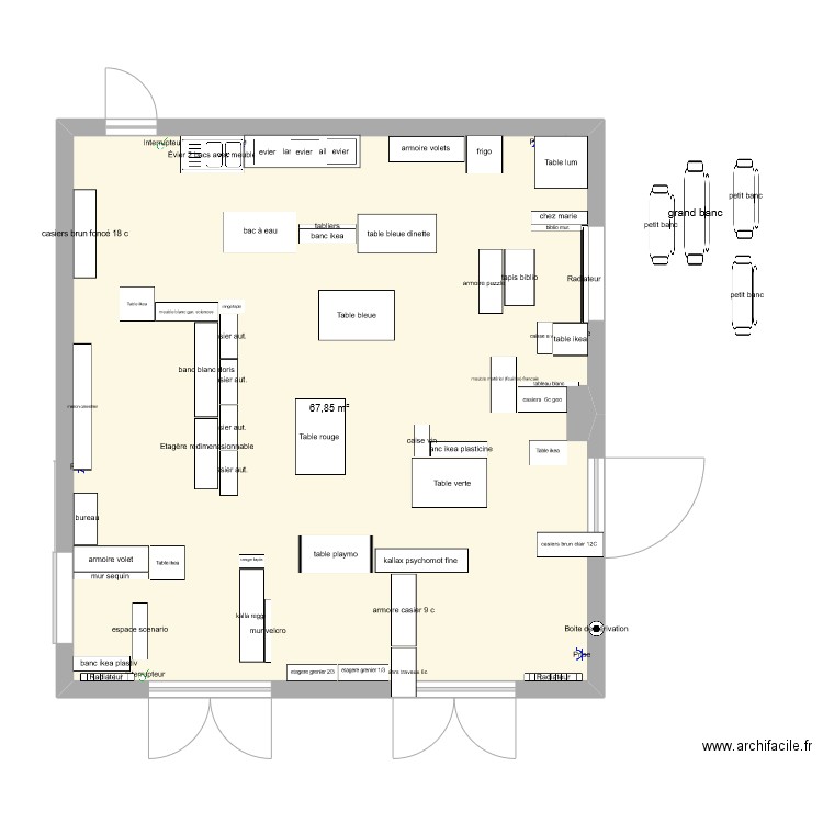 classe fraiture 1. Plan de 1 pièce et 68 m2