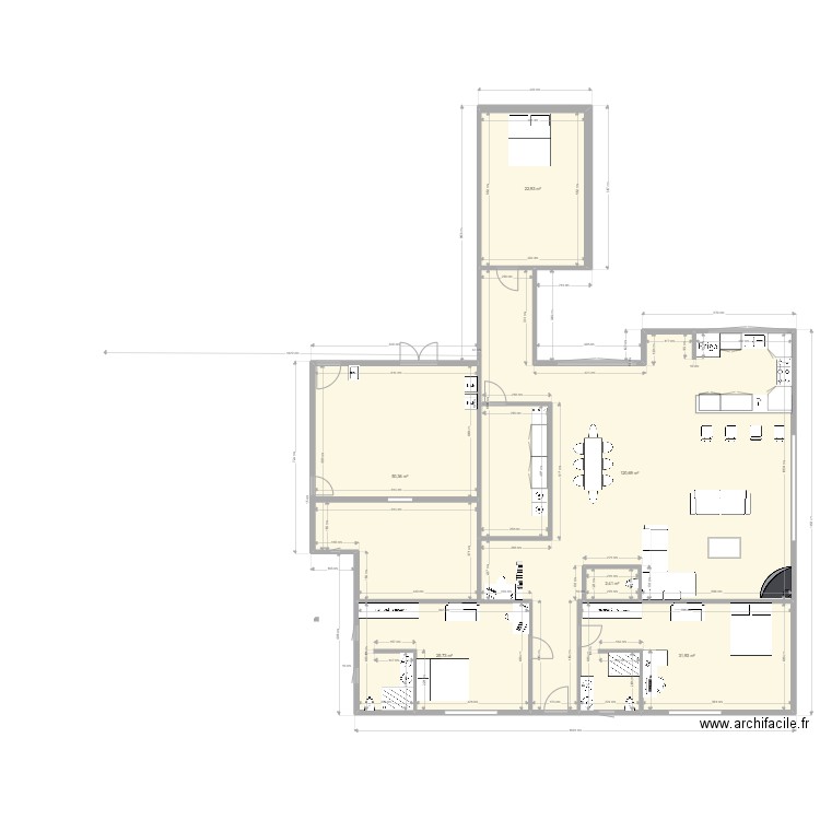 MAISON V5. Plan de 6 pièces et 254 m2