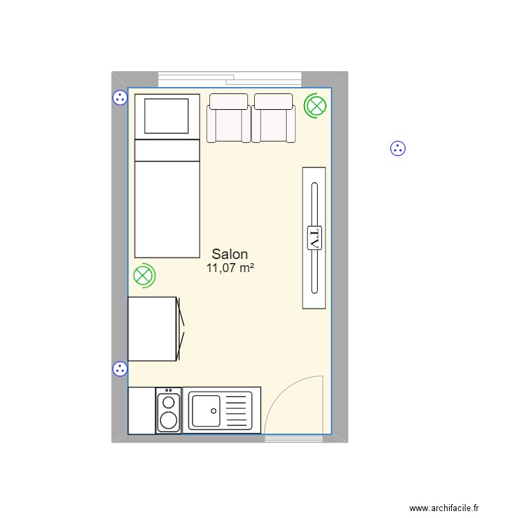 WEIDMANN. Plan de 1 pièce et 11 m2