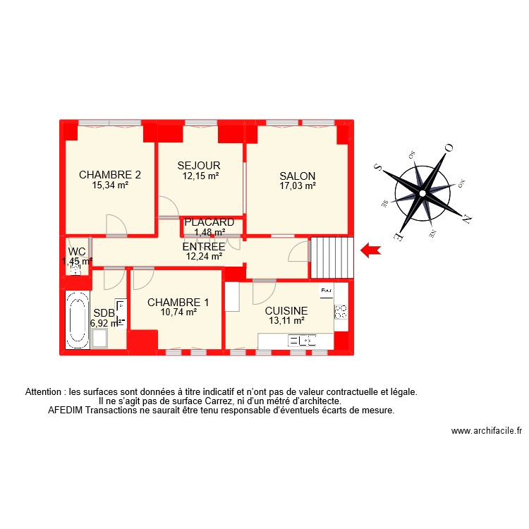 BI 8180 PASCAL. Plan de 15 pièces et 94 m2