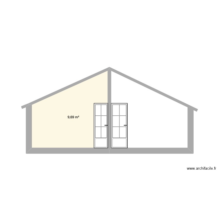 Façade 1 Lit et Mixe. Plan de 1 pièce et 10 m2