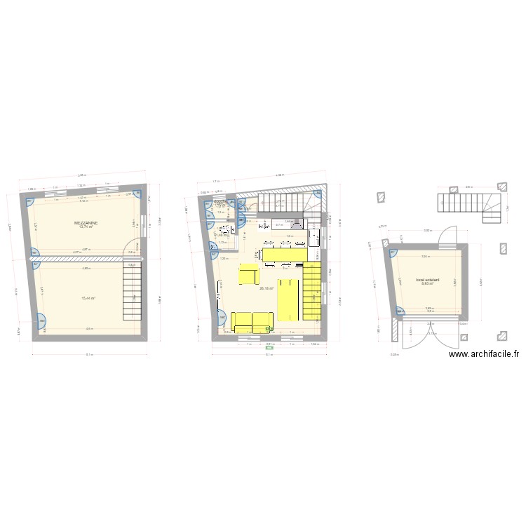 plan maison avec mezzanine. Plan de 0 pièce et 0 m2