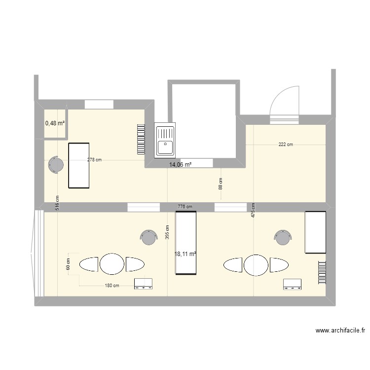 CABINET 3. Plan de 3 pièces et 33 m2