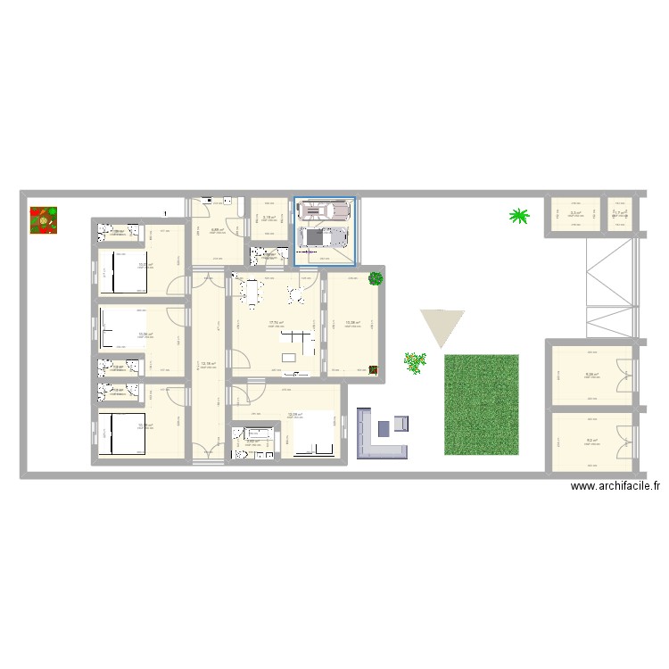 MGM 2. Plan de 19 pièces et 132 m2