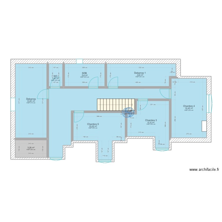 GAILLARD 1er ETAGE . Plan de 9 pièces et 65 m2