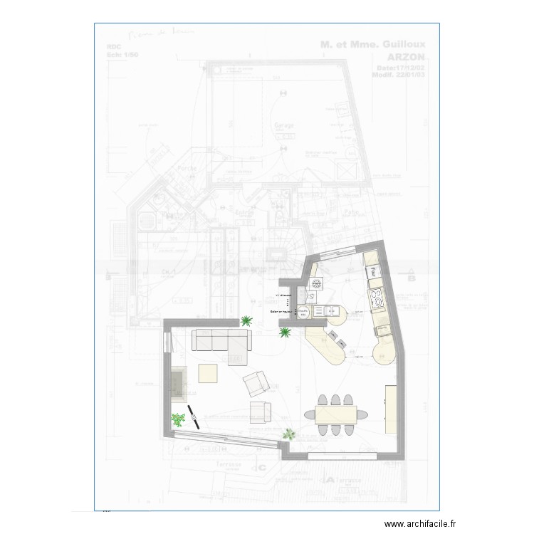 Arzon cuisine salon v15. Plan de 0 pièce et 0 m2