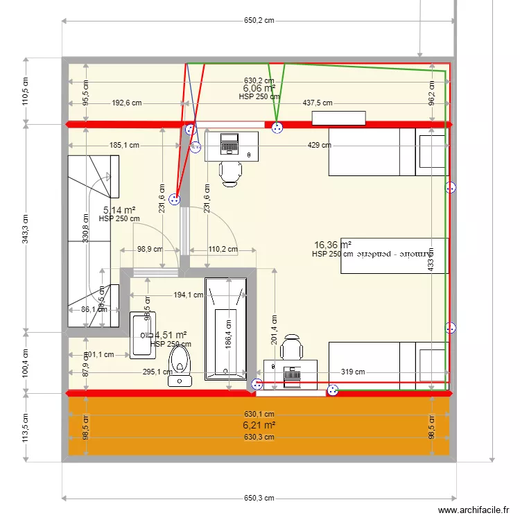 GRAND LEEZ 2eme am&eacute;nagement prise ILG. Plan de 