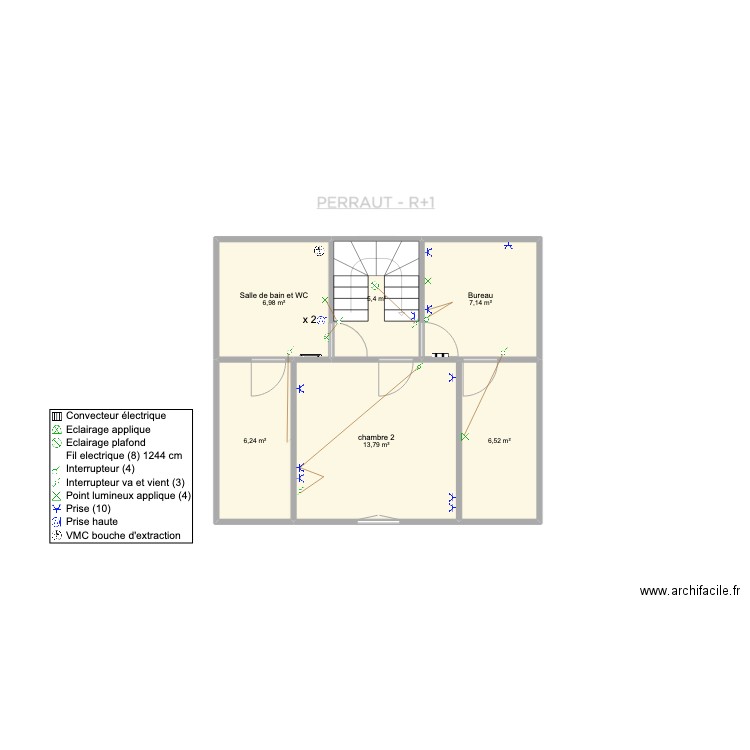 PERRAUT R+1. Plan de 0 pièce et 0 m2