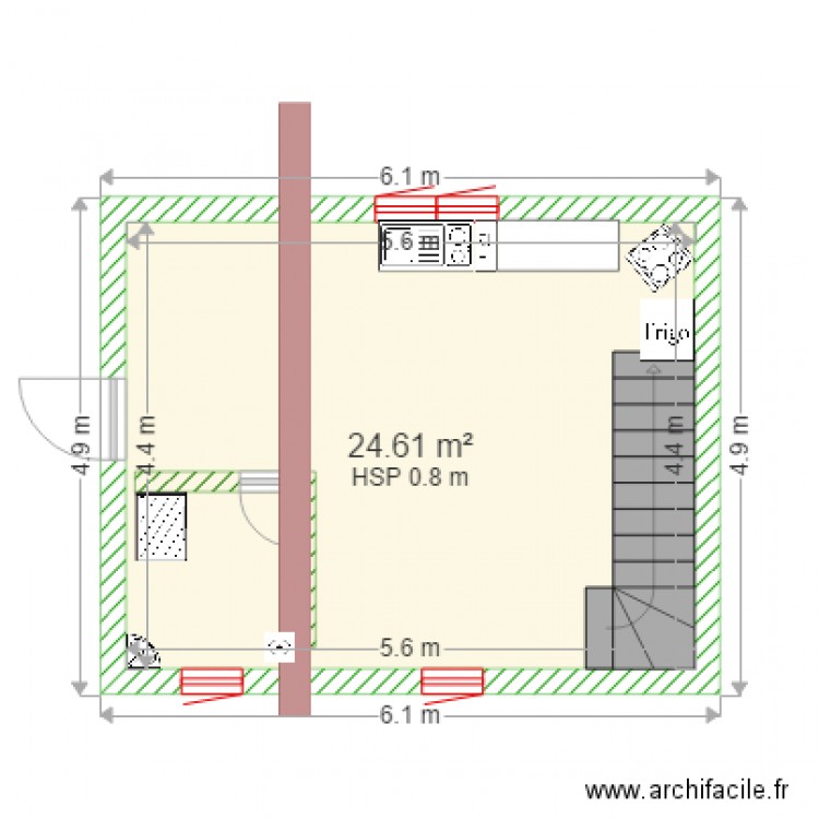 appart le nouvion n2. Plan de 1 pièce et 25 m2