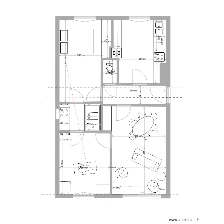 Y&A Vasquez-Bronfman_Appart_10dec2022. Plan de 1 pièce et 1 m2