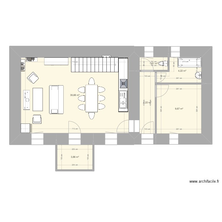 RDC KERLOUAN 01. Plan de 6 pièces et 59 m2