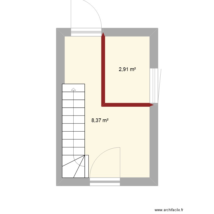 limis salle d'eau. Plan de 2 pièces et 11 m2