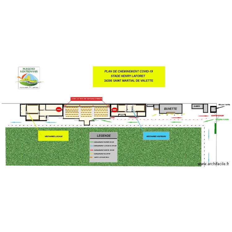 stade . Plan de 23 pièces et 1395 m2