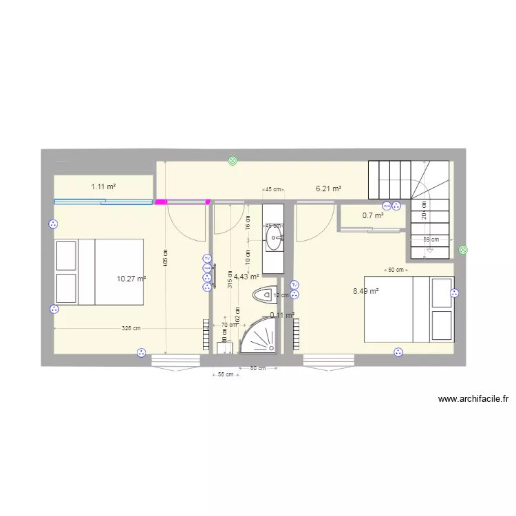 T3 1 salle de bain. Plan de 