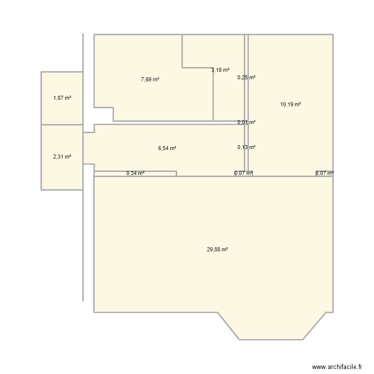 RDC2. Plan de 13 pièces et 63 m2