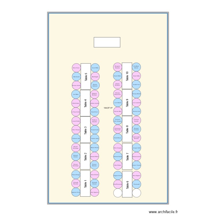 salle Tressaint. Plan de 1 pièce et 145 m2