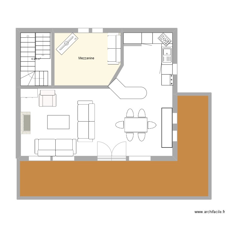 Tour Noir Étage. Plan de 4 pièces et 82 m2