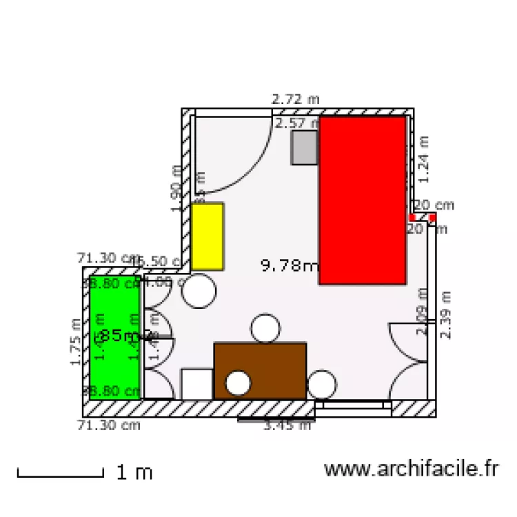 chambre lucarne meubl&eacute;e. Plan de 