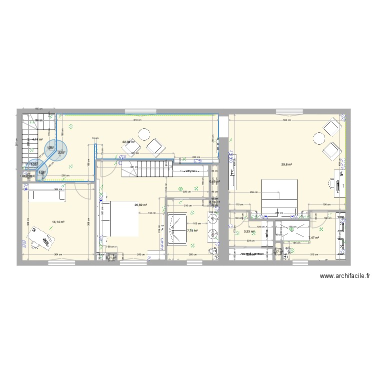 Pouzin version 5. Plan de 37 pièces et 452 m2