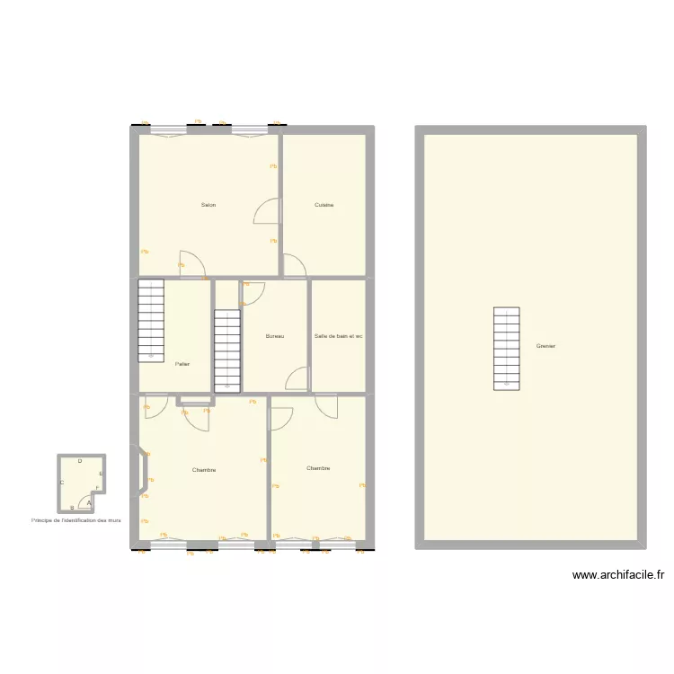 Croquis EYL 2ème et grenier. Plan de Croquis EYL 2ème et grenier. Plan de