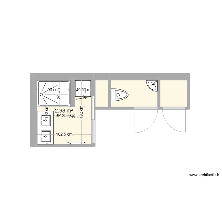 WC SDB VILLAN. Plan de 4 pièces et 5 m2