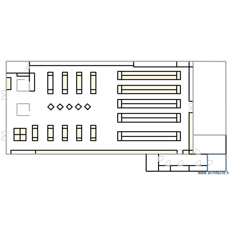 magasin kj. Plan de 68 pièces et 617 m2