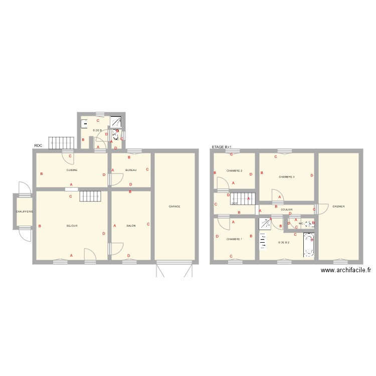 GROVE. Plan de 16 pièces et 143 m2