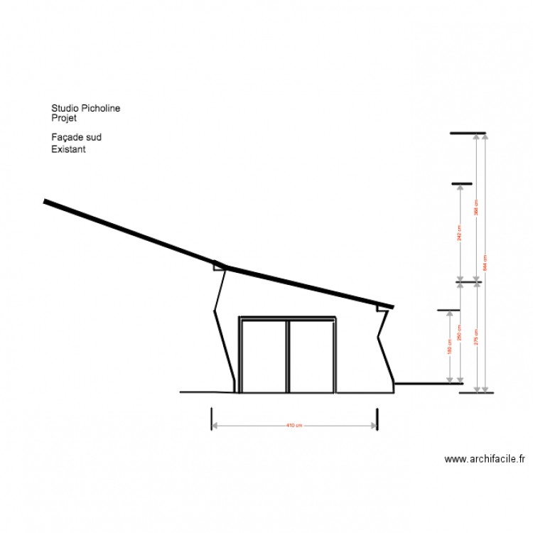 Studio Picholine Projet surélévation Façade Sud Existant. Plan de 0 pièce et 0 m2