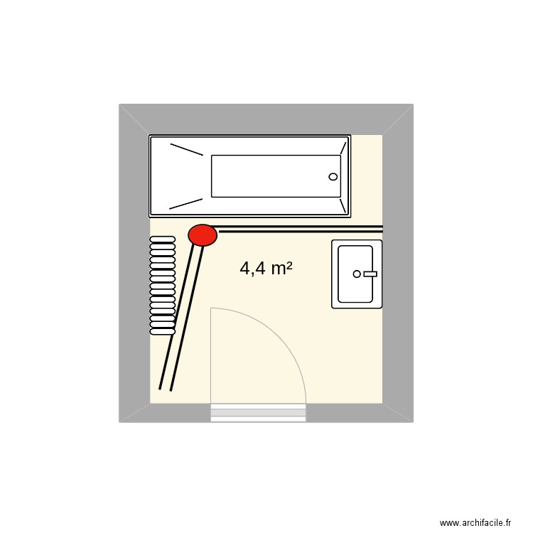 salle de bain. Plan de 1 pièce et 4 m2