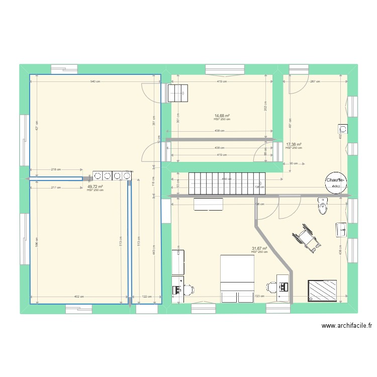 Caro  RdC avec sanitaire handicapés V2. Plan de 4 pièces et 113 m2