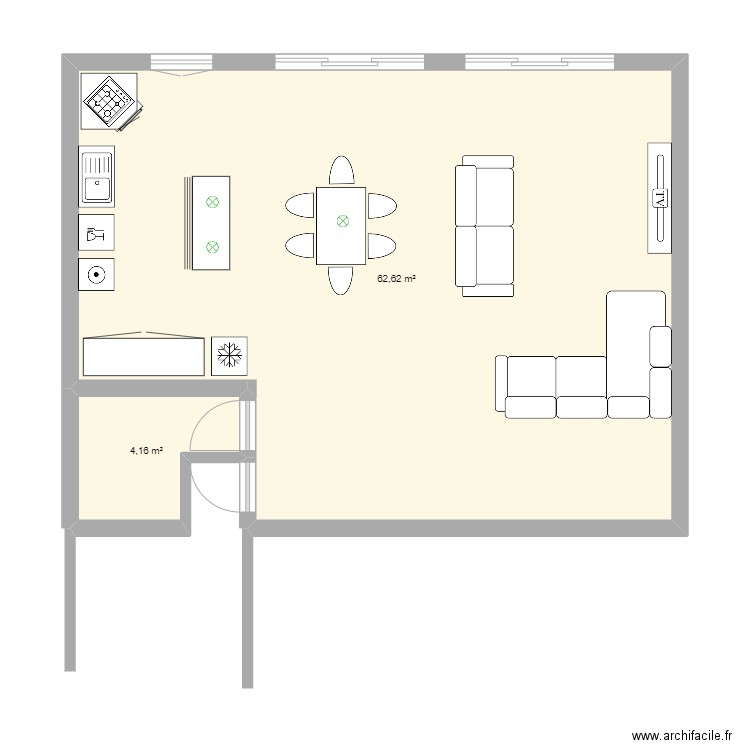 maison dakhla. Plan de 2 pièces et 67 m2