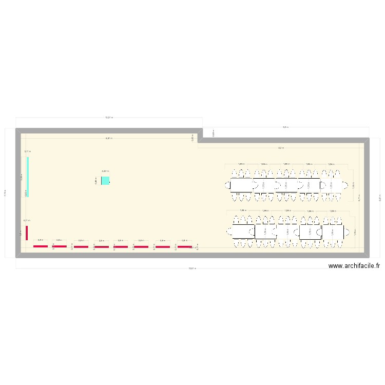 Salle polyvalente 12 02 2023. Plan de 1 pièce et 121 m2