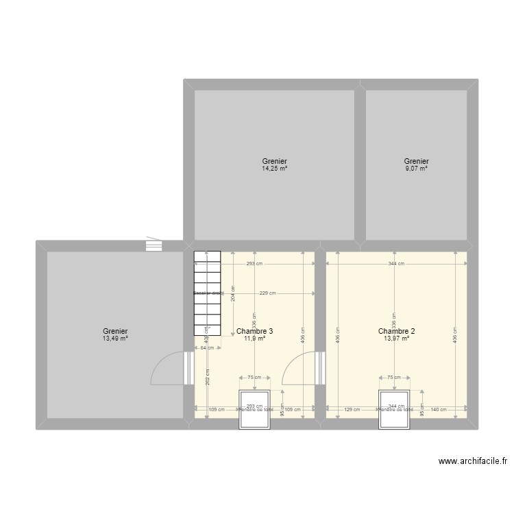 Fourcroy. Plan de 5 pièces et 63 m2