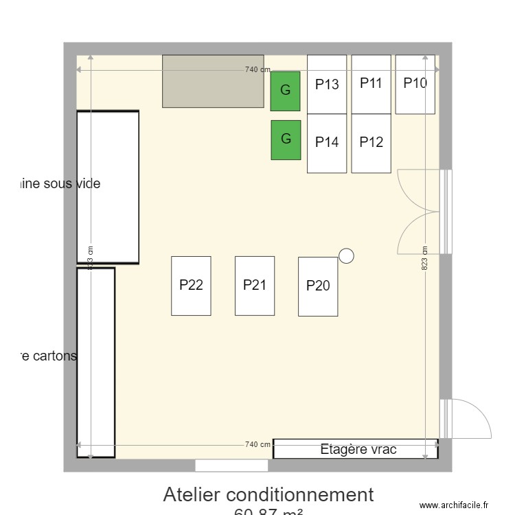 Atelier conditionnement proposition 1. Plan de 0 pièce et 0 m2