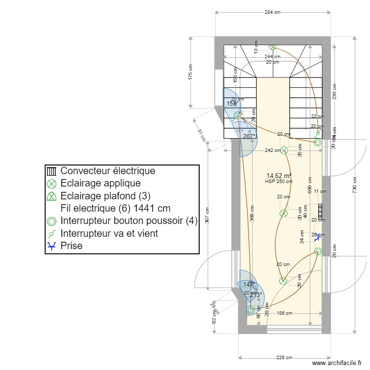 Valliguières/Couloir RDC. Plan de 1 pièce et 15 m2