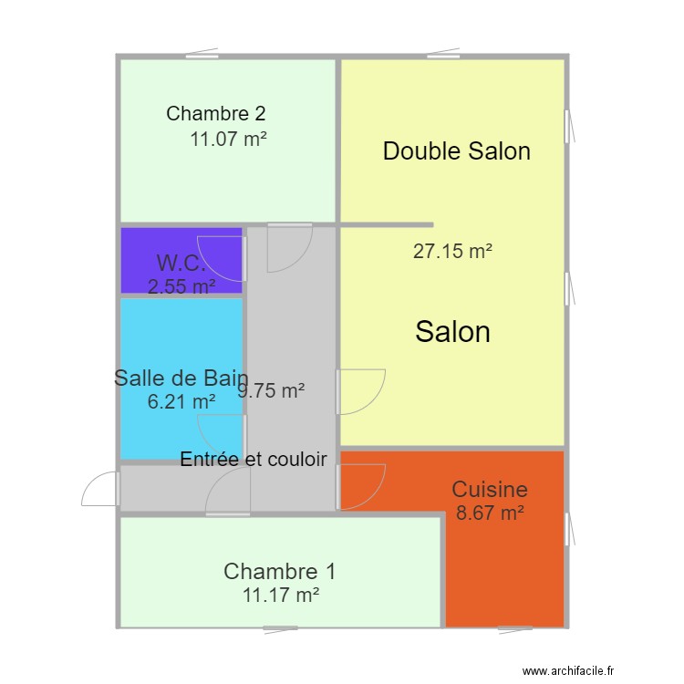 T3 Double Salon. Plan de 0 pièce et 0 m2