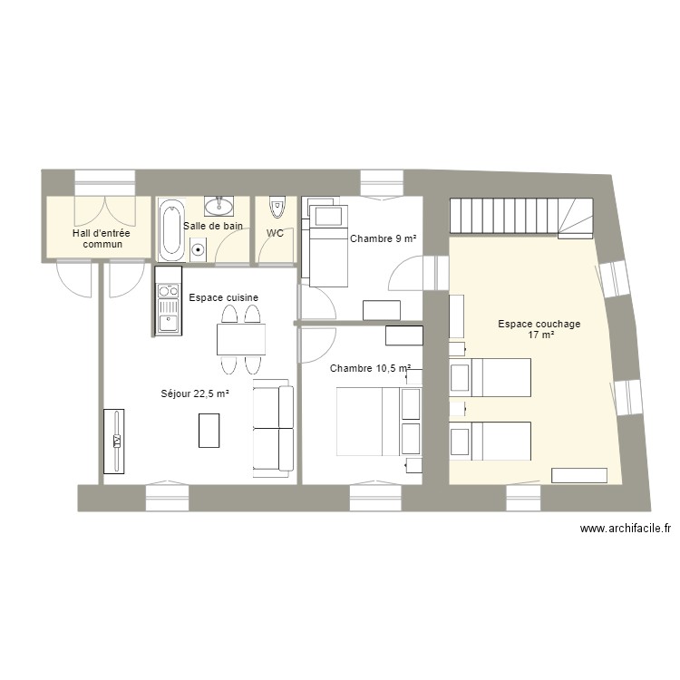 Gîte Isnard 5682 - Etage. Plan de 4 pièces et 32 m2