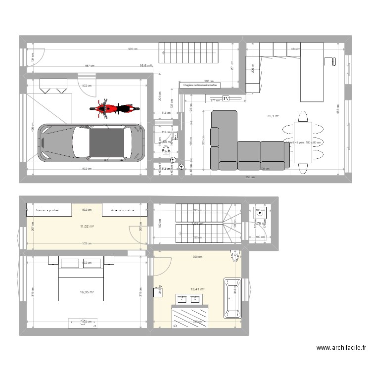 Maison. Plan de 10 pièces et 127 m2
