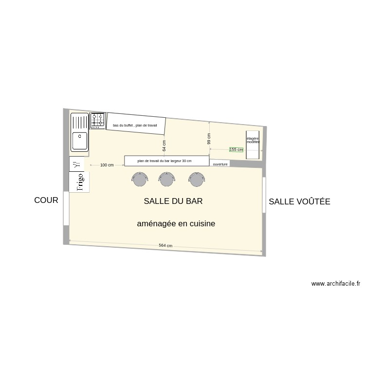 proposition 01 Pierre. Plan de 1 pièce et 21 m2