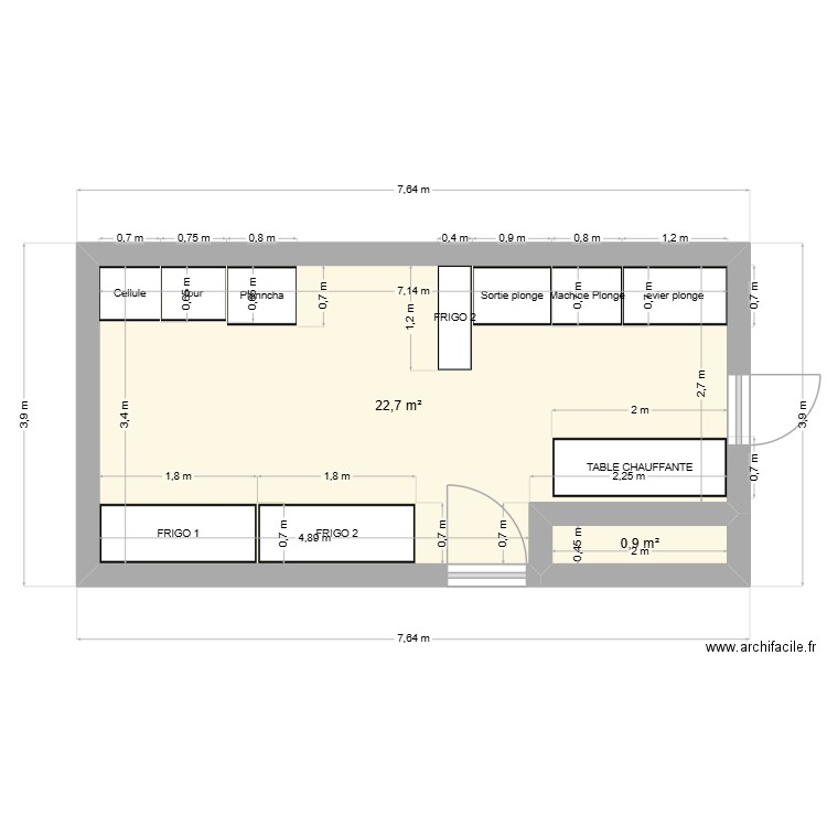 Cuisine. Plan de 2 pièces et 24 m2