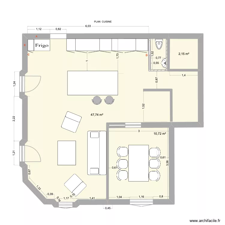 POILUS 2. Plan de 3 pièces et 61 m² POILUS 2. Plan de 3 pièces et 61 m²