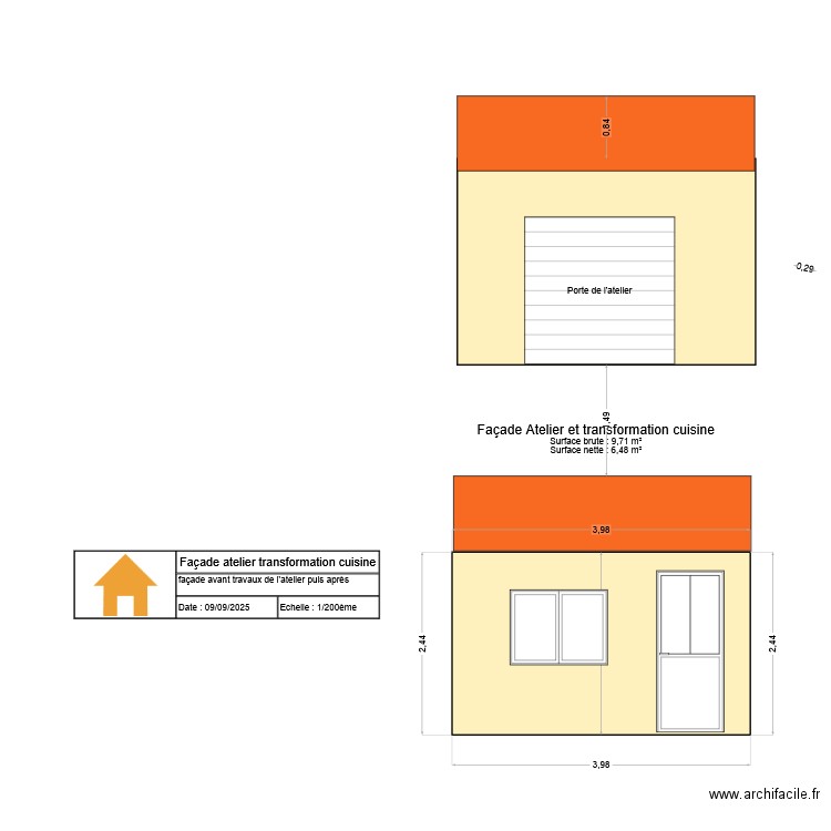 façade cuisine. Plan de 0 pièce et 0 m2