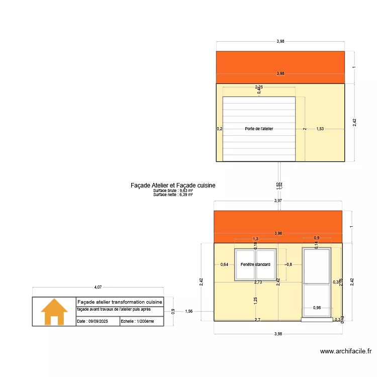 fa&ccedil;ade cuisine. Plan de 