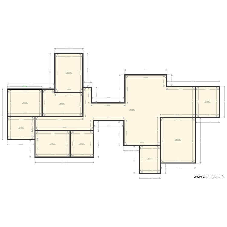 plan maison 2. Plan de 10 pièces et 217 m2