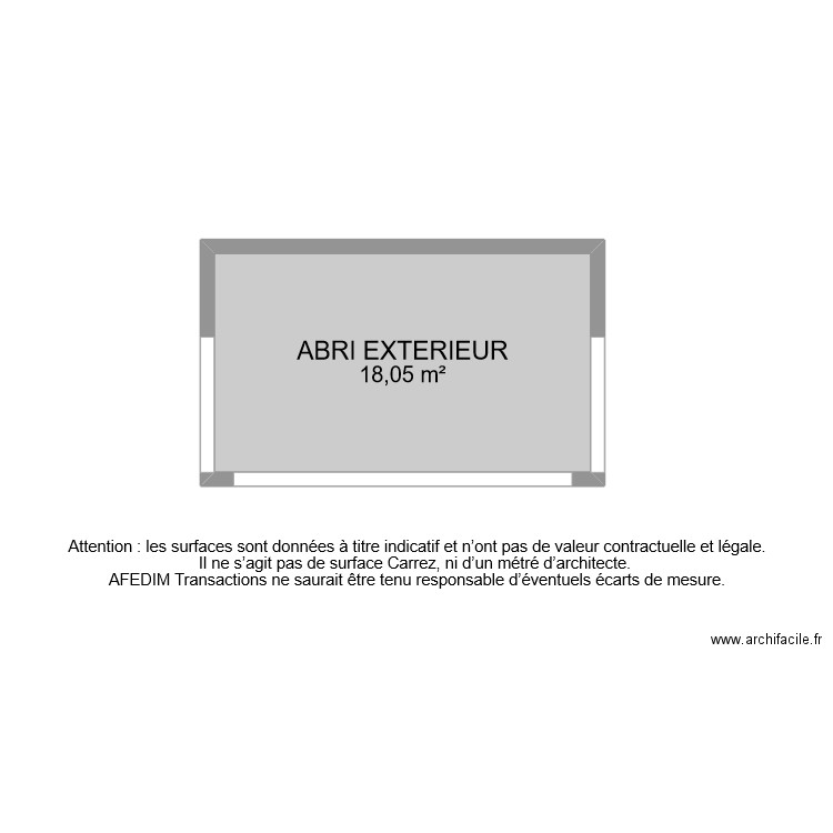 BI 10162 ABRI EXT. Plan de 1 pièce et 18 m2