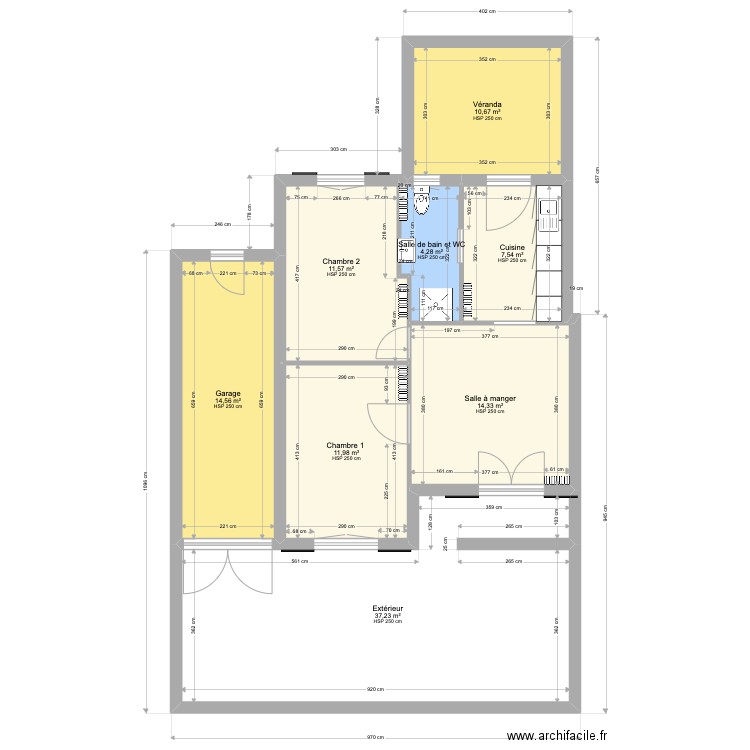 Le Croisic - Existant. Plan de 8 pièces et 112 m2